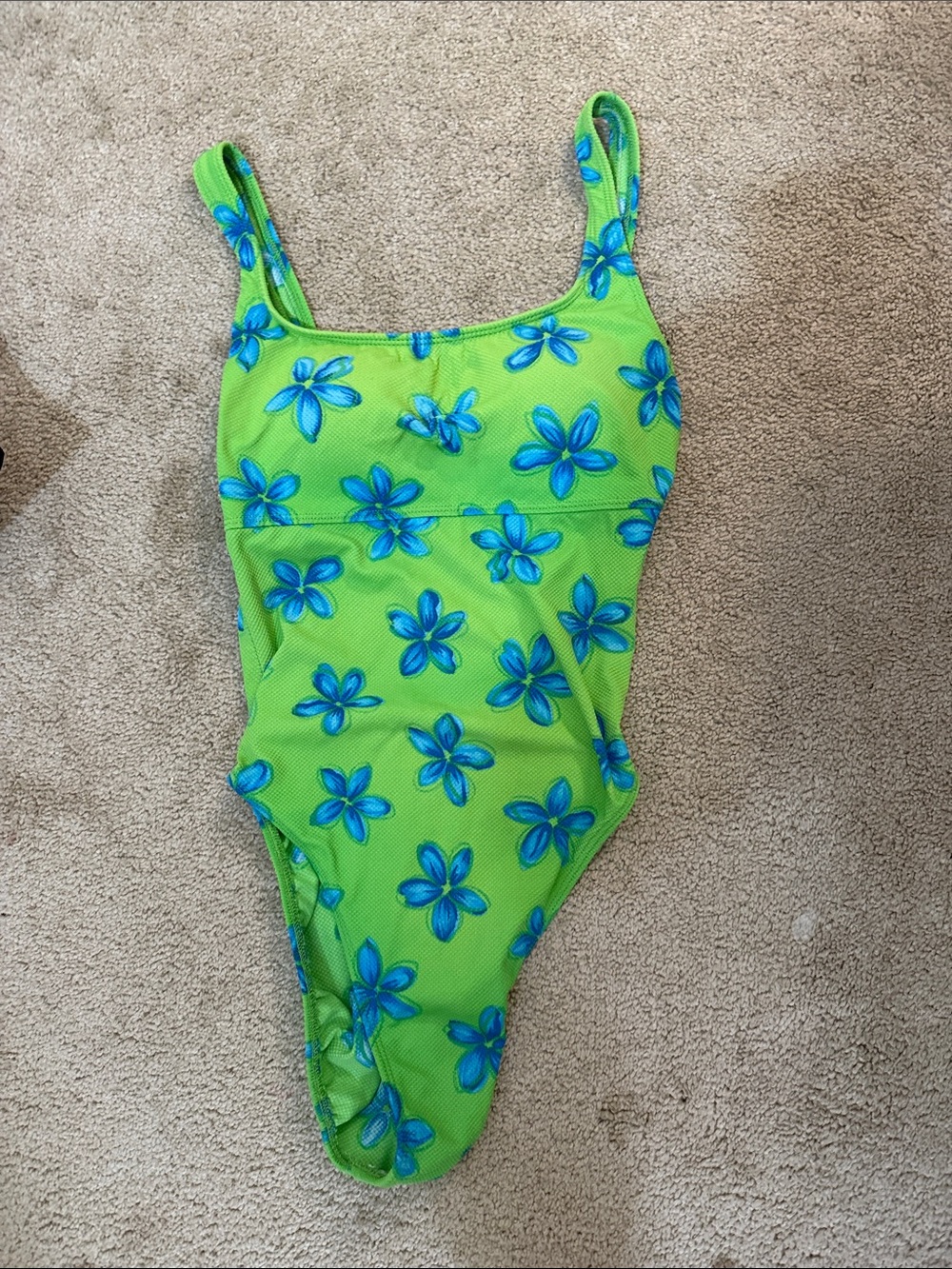 Women’s Lime Green Floral One-Piece Swimsuit